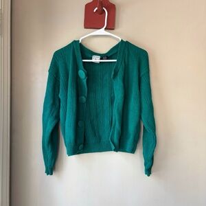 Vintage Paul St Duffier Green Button-Up Women's Sweater S